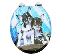 18" Universal MDF WC Toilet Seat - Easy Fit with Strong Zinc Alloy Hinges, Smooth Wipe Surface - Fits All Water Closets (Puppies Design)