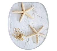 18" Universal Novelty Toilet Bathroom MDF SEAT Chrome Hinges Starfish Design Soft Closing