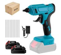 18 V Battery Hot Glue Gun, 100 W Wireless Hot Glue Gun with 6500 mAh Battery and 10 x Glue Sticks, for DIY, Repairs, Crafts, Hot Glue Gun Battery Compatible with Makita 18 V Battery (2 x Batteries)
