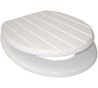 18" White Panel Effect Wooden Toilet Seat Soft Close with Fittings Marco Paul White One Size