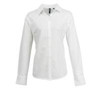 (18, White) Premier Womens/Ladies Signature Oxford Long Sleeve Work Shirt