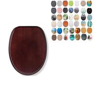 18" Wooden MDF Toilet Seat - Universal Adjustable Oval WC Seat Fits Most Toilets | Family Bathroom Toilet Seat with Quick Release Hinges, Durable, Easy Clean & Full Fittings (Mahogany)