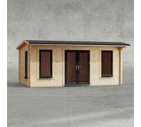 Powersheds Apex Roof Log Cabin 18ft x 10ft, 44mm Logs, Anthracite Grey Timber