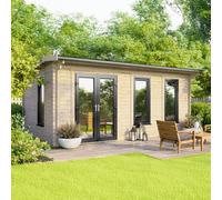 18 x 10 Powersheds Apex Log Cabin In 44mm Log Thickness with uPVC - Doors to the left