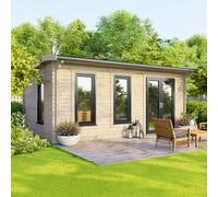 18 x 10 Powersheds Apex Log Cabin In 44mm Log Thickness with uPVC - Doors to the right