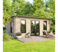 18 x 14 Powersheds Apex Log Cabin In 44mm Log Thickness with uPVC - Doors central