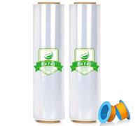 18' x 1500' Shrink Wrap Roll 80 Gauge Industrial Strength 80 Gauge 800% Elastic Heavy Duty Protection for Pallets and Furniture 2 Rolls Stretch Film with