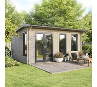18 x 16 Powersheds Apex Log Cabin In 44mm Log Thickness with uPVC - Doors to the left