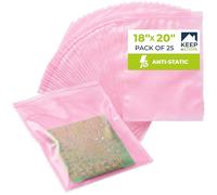18" x 20" Pink Anti-Static Resealable Poly Bags, Pack of 25 - ESD Safe 2 Mil Plastic Bags for Electronics & Computer Parts, Industrial Anti-Static Packaging, Double-Track Zip Seal