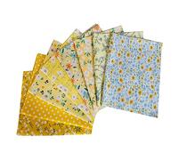 18" x 22" Fat Quarters Quilting Cotton Fabric Bundles for Sewing, 8 PCS Yellow Floral