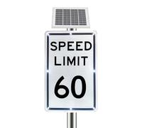 18 x 24 Inch Solar Speed Flash Limit Sign, Aluminum Weather Resistant Slow Down Warning Sign, IP65 Reflective Traffic Sign with U-Bolt for Road & Street Safety(60mph)