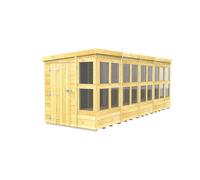 18 x 6 Feet Pent Potting Shed - Wood - L178 x W533 x H201 cm Buttercup Farm Brown One Size