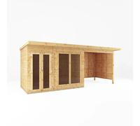 Mercia 18 x 6ft Maine Pent Summerhouse With Patio Area, Brown