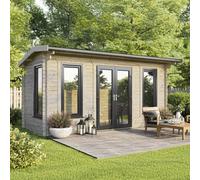18 x 8 Powersheds Apex Log Cabin In 44mm Log Thickness with uPVC - Doors central