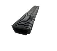 18 X Black Low Flow Shallow Flow Drain Plastic Grating 50mm Deep X 1M Length X 129mm Width Drainage Channel Polydrain