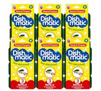 18 x Dishmatic General Purpose Sponge Refills - Green Heavy Duty Washing Up Replacement Heads with Antibacterial Abrasive Scourer, Ideal Kitchen & Bathroom Cleaning Sponges