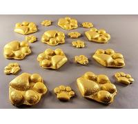 18 x Edible 3D 40mm Dog Paws, icing toppers, cake cupcakes decorations T036 (Gold Sparkle)