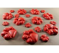 18 x Edible 3D 40mm Dog Paws, icing toppers, cake cupcakes decorations T036 (Red Sparkle)