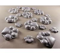 18 x Edible 3D 40mm Dog Paws, icing toppers, cake cupcakes decorations T036 (Silver Sparkle)