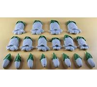 18 x Edible 3D 55mm Bluebell flowers icing toppers, cake cupcakes T119 (Grey SIlver)