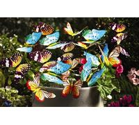 18 X Glow In The Dark Butterfly Stake Decorations - Colourful Indoor Outdoor Decorative Butterflies - Each H25 X W8.5 X D7.5Cm