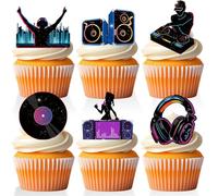 18 x Music Notes Birthday Party DJ Cupcake Toppers