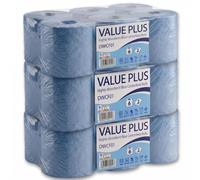 18 x Value Plus AbsorbAll Blue Centrefeed Paper Rolls, 2-Ply Quilted & Embossed Kitchen Rolls | Super Absorbent & Extra Strong Roll Pack for Kitchen, Garage, Restaurant & Commercial Cleaning