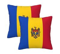 18"x18" Flag of Moldova Print Throw Pillow Case Cover - Square Cushion Protector with Hidden Zipper, for Home Sofa Set of 2