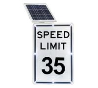 18"x24" Solar-Powered LED "Slow Down" Flashing Traffic Sign Engineer-Grade Reflective Rust-Free Aluminum Weatherproof & Easy To Mount(Speed Limit 35 Mph)