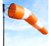 18"x48" Airport Windsock | Heavy Duty, All Weather, Waterproof, UV Resistant, High Vis Fluorescent, Quad Stitched, Zip Ties Included, for Industrial, Ranch, and Agricultural Use | Orange & White