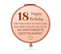 18 Year Old Birthday Gifts for Women Girls Folding Makeup Mirror for 18 Year Old Women Fun Best Happy Birthday Gift Ideas for Sister Rose Gold Compact Mirror from Mother Father Turning 18 Gifts