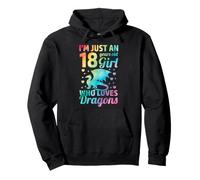 18 Year Old girl loves Dragons 18th Birthday Tie Dye fantasy Pullover Hoodie