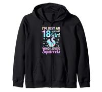 18 Year Old Girl Loves Squirrels 18th Birthday Tie Dye Zip Hoodie