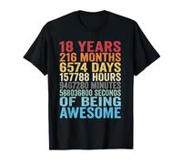 18 Years 216 Months 6574 Days of Being Awesome Gift T-Shirt