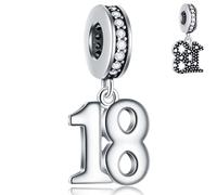 18 Years Birthday Dangle Number Charms fits Pandora DIY Bracelet Necklace