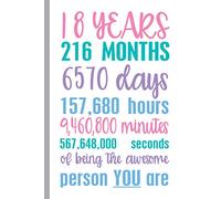 18 Years Of Being The Awesome Person You Are: Happy 18th Birthday Stationery Notebook Gift For Women - Journal Planner Lined Paper