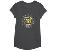 18 Years of Shining Bright Birthday Gift T-Shirt, Girls, Dark Heather Grey, Small