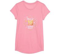 18 Years of Shining Bright Birthday Gift T-Shirt, Girls, Pink, Small
