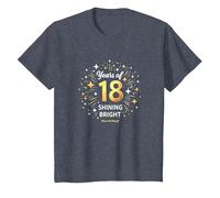 18 Years of Shining Bright Birthday Gift T-Shirt, Kids, Heather Blue, 3 Years