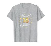 18 Years of Shining Bright Birthday Gift T-Shirt, Men, Heather Grey, 4XL