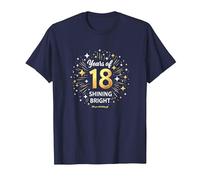 18 Years of Shining Bright Birthday Gift T-Shirt, Men, Navy, 5XL