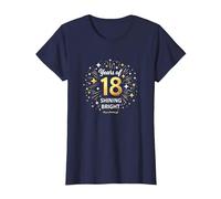 18 Years of Shining Bright Birthday Gift T-Shirt, Women, Navy, XL
