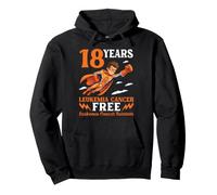 18 Years Orange Leukemia Cancer Free Superhero Boy Survivor Pullover Hoodie