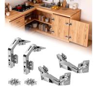 180° & 135° Soft Close Cabinet Hinges for Lazy Susan Bifold Doors,Corner Cabinet Hinge,Full Overlay,Cabinet Harware Kit,180° + 135° Hinges for Pie Cut Corner Cabinets,4pcs