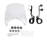 180° Adjustable Motorcycle Windshield, Universal Motorbike Windscreen with Headlight Fairing, Retro Style Acrylic Wind Deflector for 1.5 - 1.6in Front Fork (Transparent)