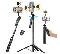 180 cm Automatic Face Tracking Mobile Phone Tripod for Smartphone with Light, 360° Rotation Selfie Stick Tripod for iPhone/Android/GoPro, Mobile Phone Holder Tripod for Live Stream Video Recording