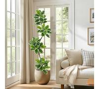 180 cm High Artificial Plants, Artificial Plants with White Pot, Pebbles and Moss, Decorative Plant with Curved Branches, for Patio, Living Room