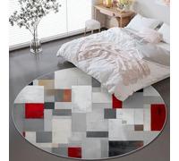 180 cm Round Area Rug - Minimalism Gradient Geometry Cube Non Slip Backing Washable Rug For Bedroom Living Room Dining, Grey Circle Low Pile Pet Child Friendly Printed Carpet