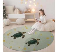 180 cm Round Area Rugs Living Room Cartoon Turtle Pattern Soft Fluffy Carpet Mat for Bedroom Circle Area Carpet Light Green, Non Slip Washable Floor Rug for Kitchen Floor Mat Home