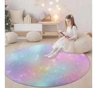 180 cm Round Area Rugs Living Room Fantasy Rainbow Gradient Pattern Soft Fluffy Carpet Mat for Bedroom Circle Area Carpet Color, Non Slip Washable Floor Rug for Kitchen Floor Mat Home
